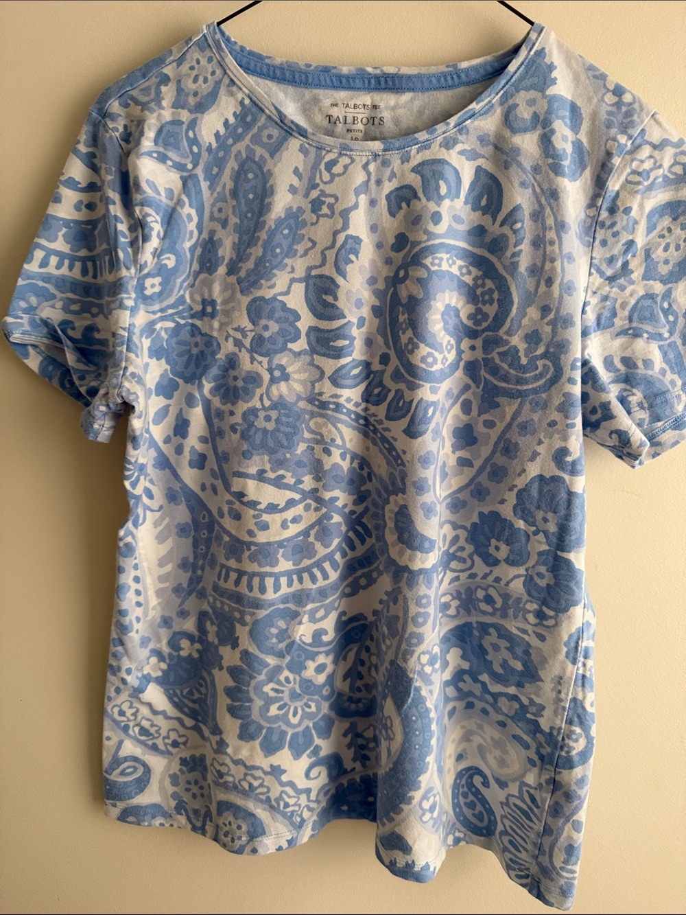 2 for $20 Talbots Light Blue and White Paisley Short Sleeve Tee